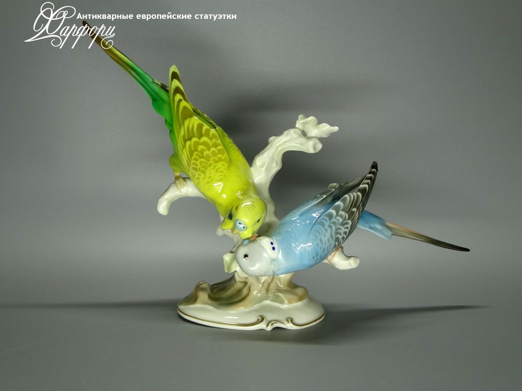 Купить фарфоровые статуэтки Hutschenreuther, Два волнистых попугайчика, Германия
